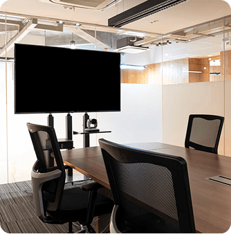 Team working in a private office suite